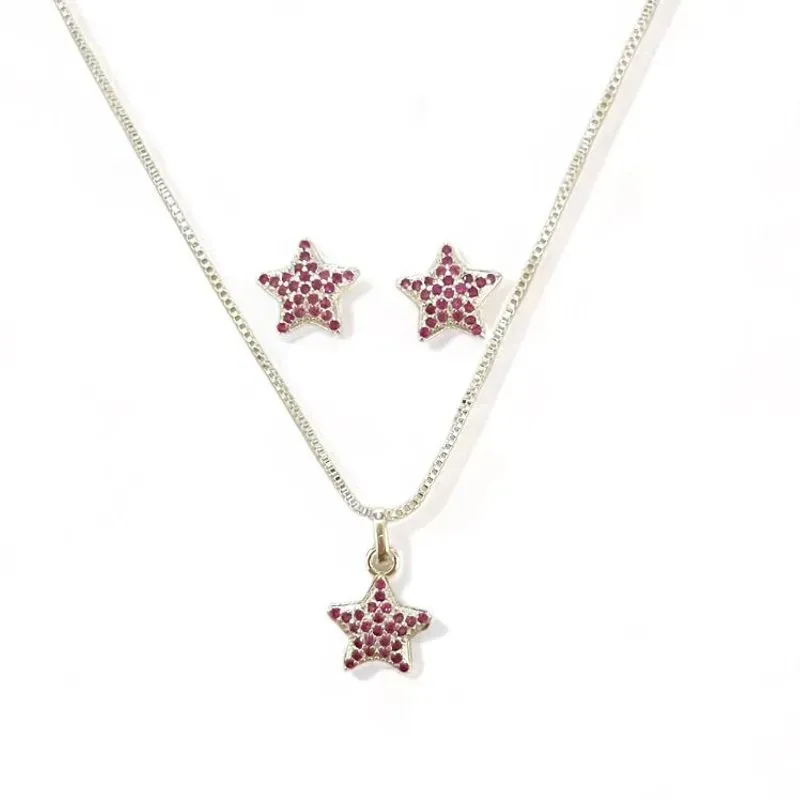 CONJUNTO INFANTIL ESTRELA ZIRCONIA ROSA