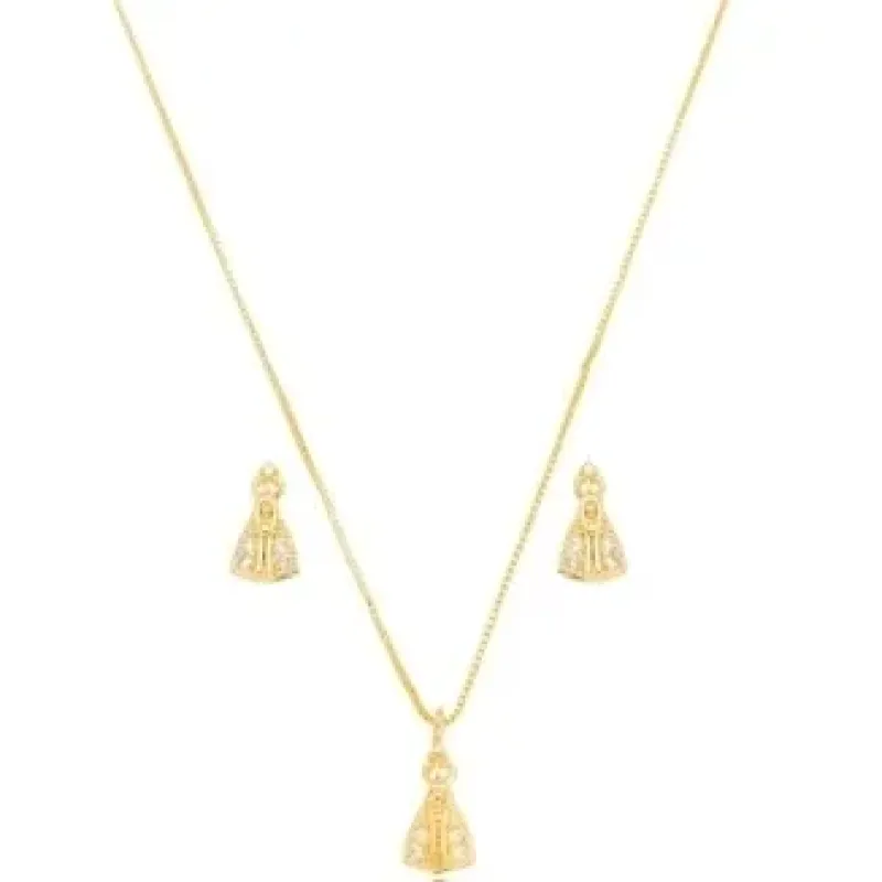 CONJUNTO NOSSA SENHORA ZIRCONIA CRISTAL