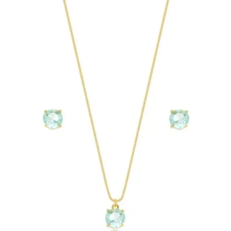 CONJUNTO REDONDO CRISTAL AQUA MARINHA