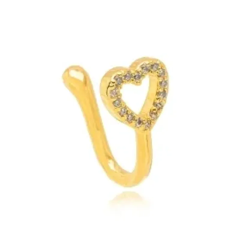 PIERCING CORACAO VAZADO ZIRCONIA CRISTAL