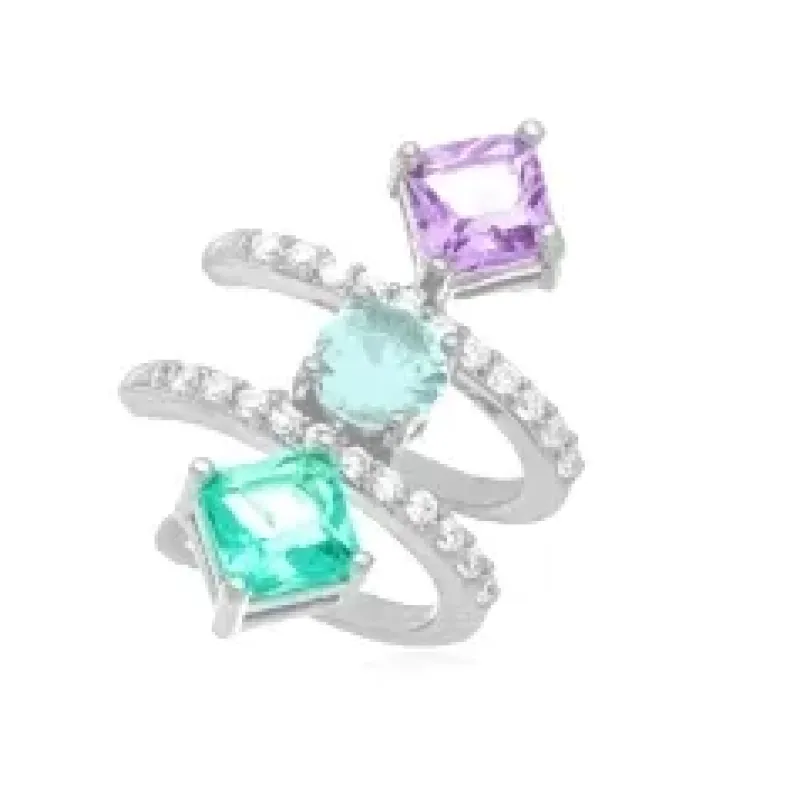 PIERCING FILEIRAS AMETISTA AQUA TURMALINA ZIRCONIA CRISTAL