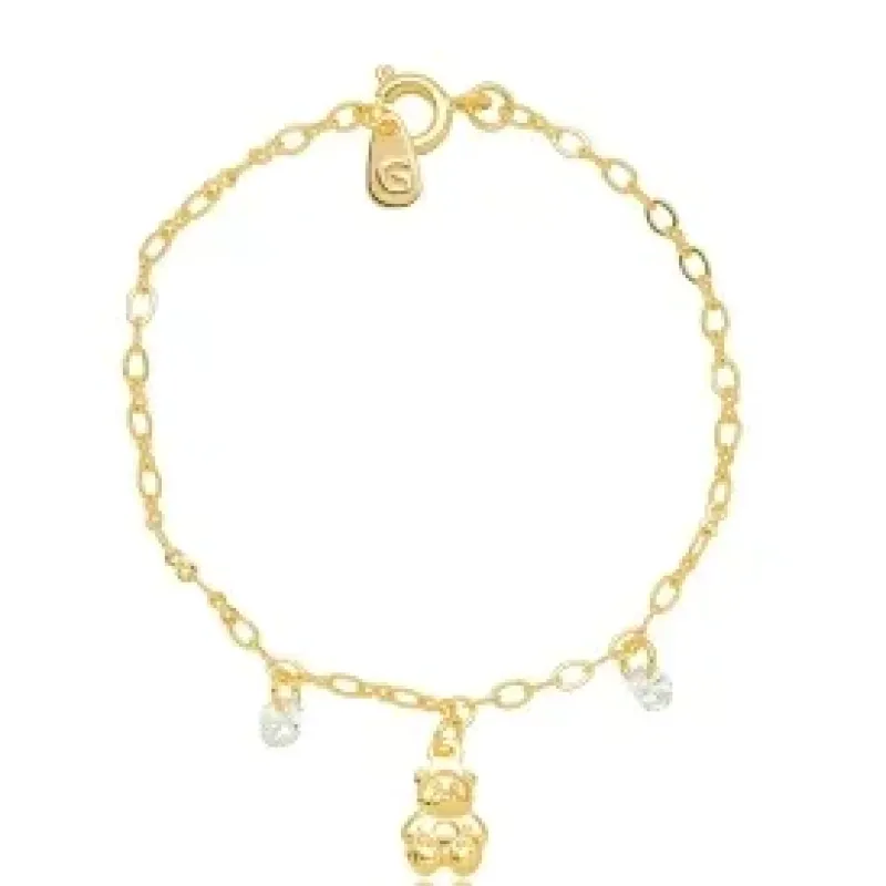 PULSEIRA INFANTIL PINGENTE URSO CRISTAIS