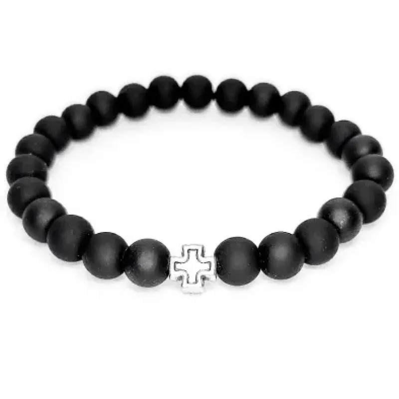 PULSEIRA MASCULINA BOLINHA CRUZ GRAFITE
