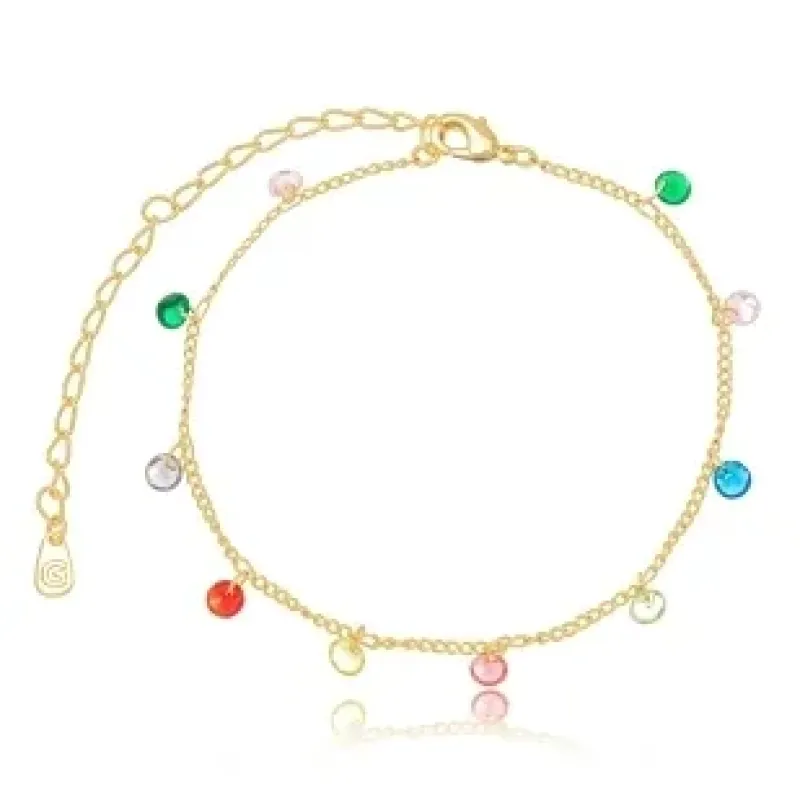PULSEIRA PINGENTE CRISTAIS COLOR