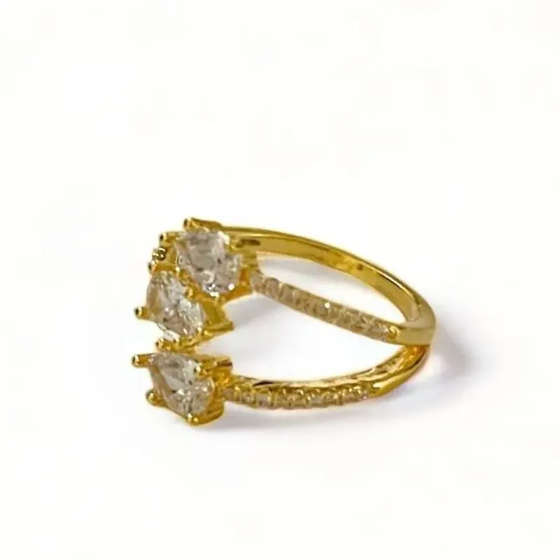 ANEL FILEIRAS GOTA ZIRCONIA CRISTAL