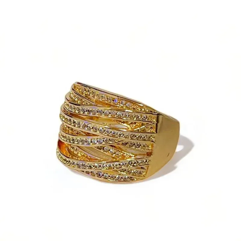 ANEL FILEIRAS ZIRCONIA CRISTAL