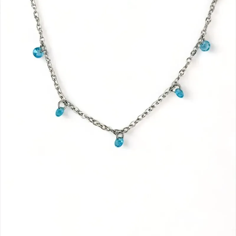 COLAR CHOKER CRISTAIS TOPAZIO AZUL