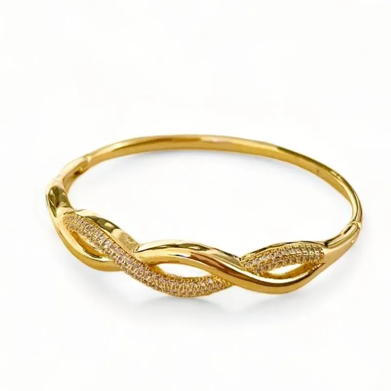 PULSEIRA BRACELETE TRANÇADA ZIRCONIA CRISTAL