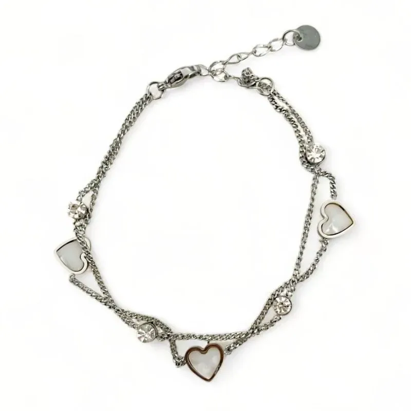 PULSEIRA CORAÇÃO MADREPEROLA CRISTAIS