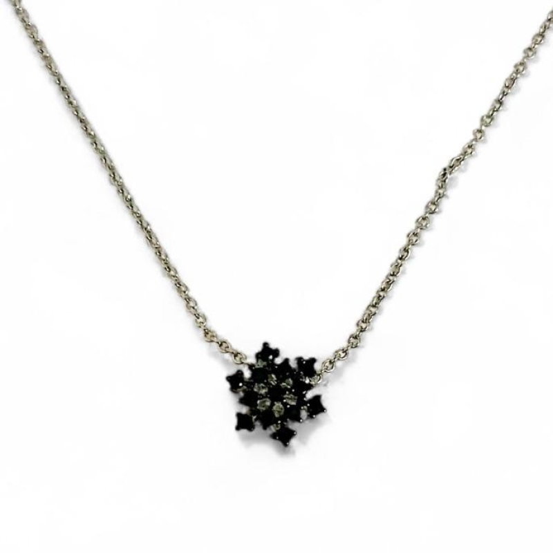COLAR PINGENTE FLOCO ZIRCONIA ONIX