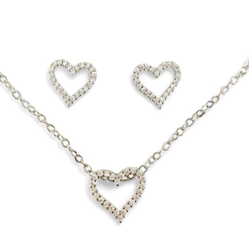 CONJUNTO CORAÇÃO ZIRCONIA CRISTAL
