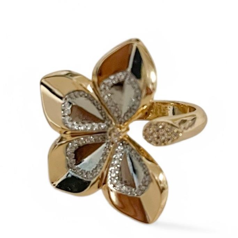 ANEL FLOR ZIRCONIA CRISTAL 18