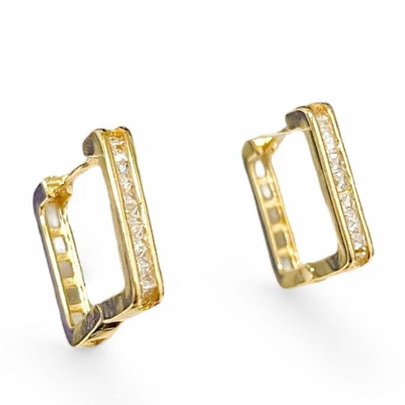BRINCO ARGOLA QUADRADA ZIRCONIA CRISTAL