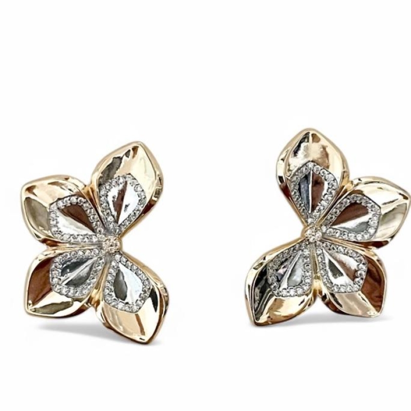 BRINCO FLOR ZIRCONIA CRISTAL