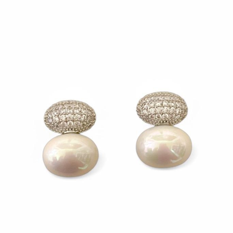 BRINCO PEROLA ZIRCONIA CRISTAL