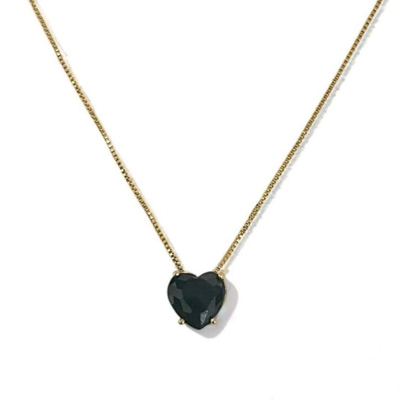 COLAR CORAÇÃO PEDRA ONIX