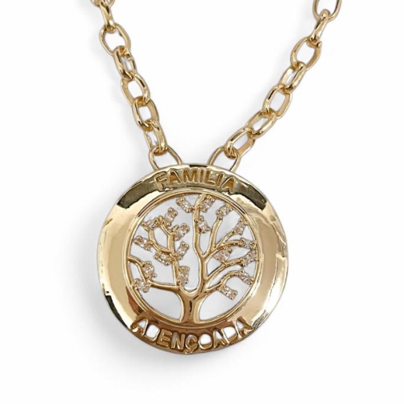 COLAR MEDALHA FAMILIA ZIRCONIA CRISTAL