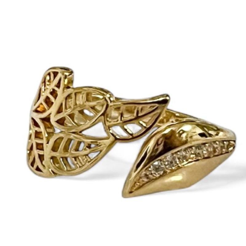 ANEL FOLHAS ZIRCONIA CRISTAL