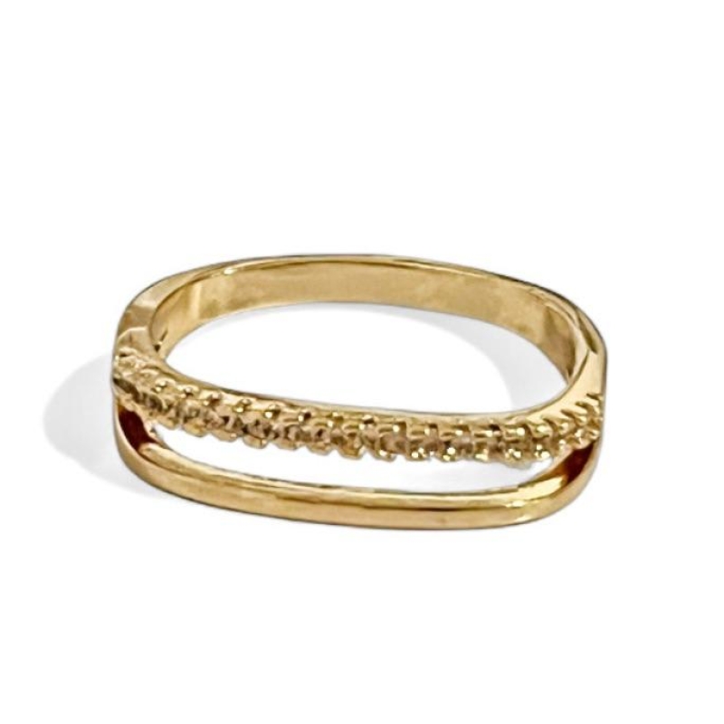 ANEL QUADRADO FILEIRA ZIRCONIA CRISTAL 14