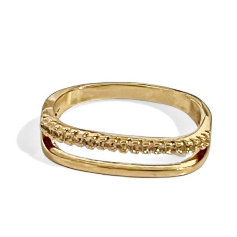 ANEL QUADRADO FILEIRA ZIRCONIA CRISTAL 16