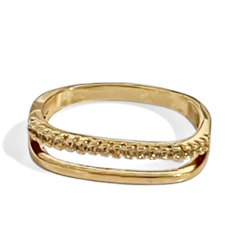 ANEL QUADRADO FILEIRA ZIRCONIA CRISTAL 19