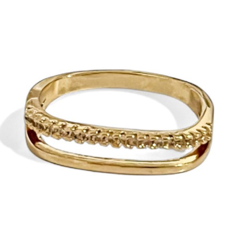 ANEL QUADRADO FILEIRA ZIRCONIA CRISTAL 22