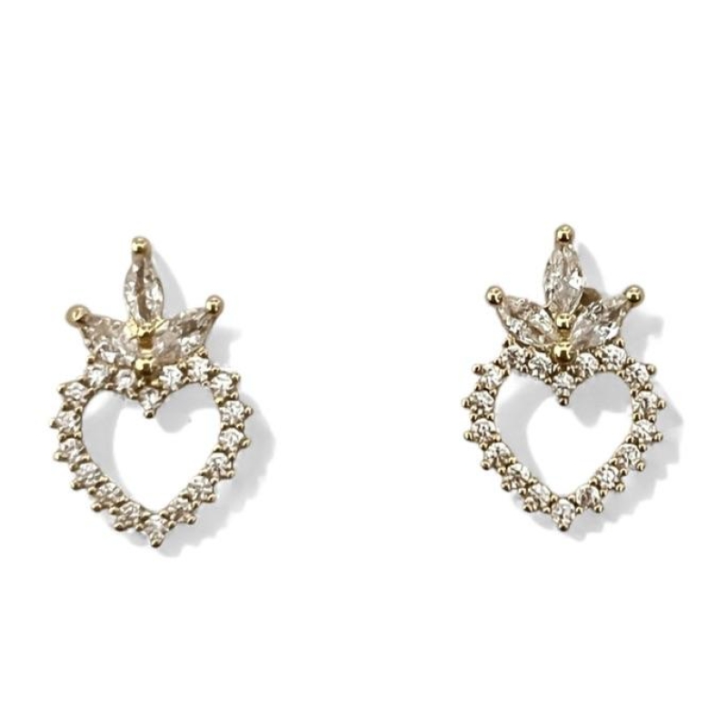 BRINCO CORAÇÃO COROA ZIRCONIA CRISTAL