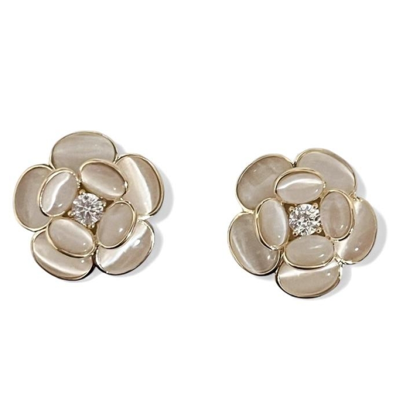 BRINCO FLOR OLHO DE GATO ZIRCONIA CRISTAL