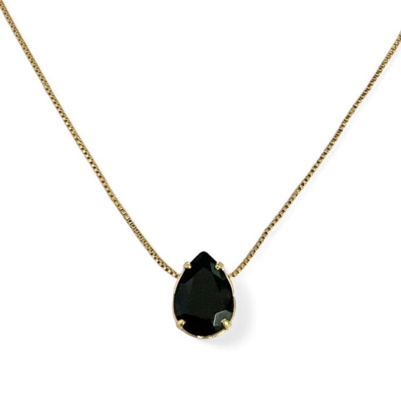 COLAR PINGENTE GOTA ONIX