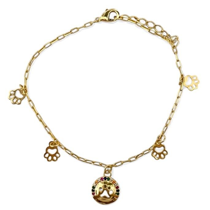 PULSEIRA PINGENTE PATINHAS ZIRCONIA COLOR