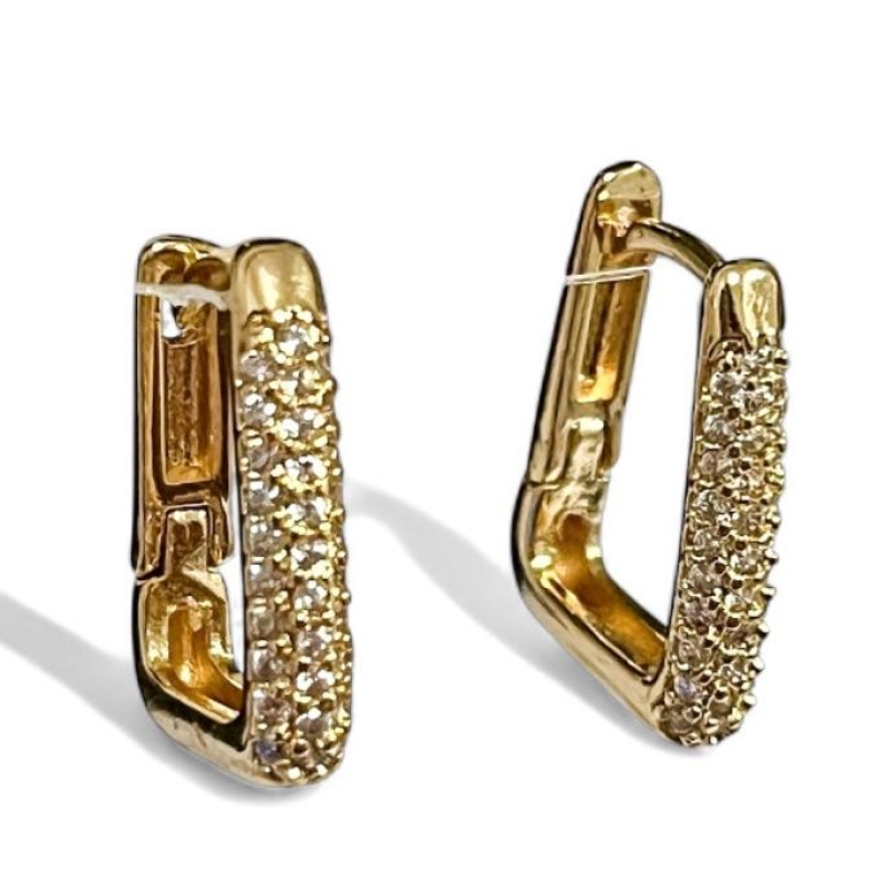 BRINCO ARGOLA QUADRADA ZIRCONIA CRISTAL