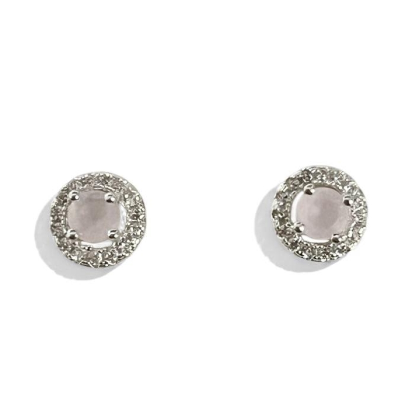 BRINCO CIRCULO PEDRA QUARTZO ROSA ZIRCONIA CRISTAL
