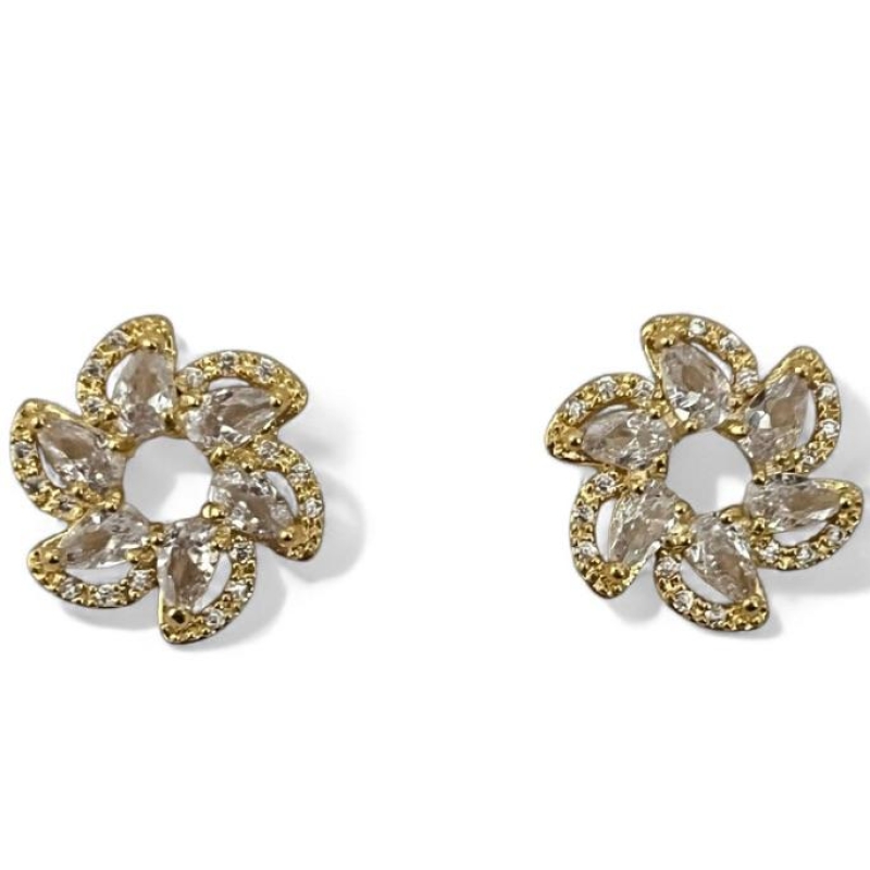 BRINCO FLOR ZIRCONIA CRISTAL