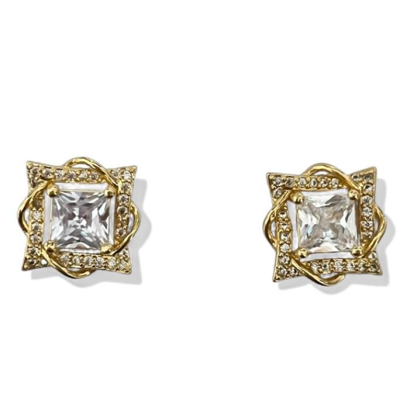 BRINCO LOSANGO CRUZADO ZIRCONIA CRISTAL