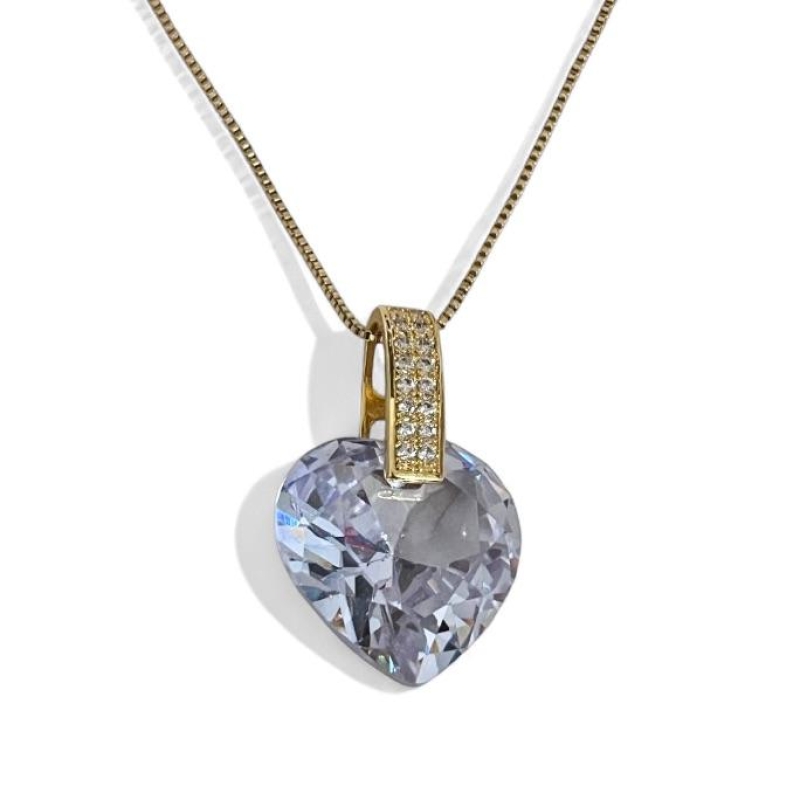 COLAR CORAÇÃO PEDRA ZIRCONIA CRISTAL