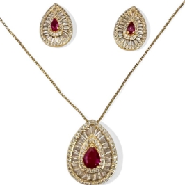 CONJUNTO GOTA PEDRA RUBELITA ZIRCONIA CRISTAL CONJUNTO GOTA PEDRA RUBELITA ZIRCONIA CRISTAL
