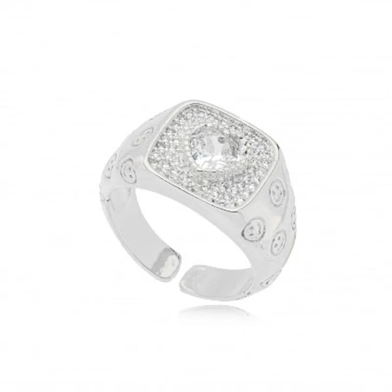 ANEL CORACAO CRISTAL ZIRCONIA CRISTAL