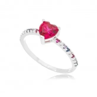 ANEL CORACAO RUBI ZIRCONIA COLOR