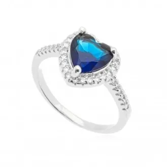 ANEL CORACAO SAFIRA ZIRCONIA CRISTAL