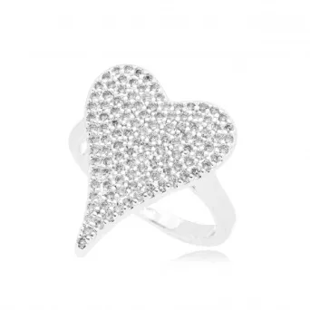 ANEL CORACAO ZIRCONIA CRISTAL