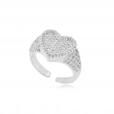 ANEL CORACAO ZIRCONIA CRISTAL