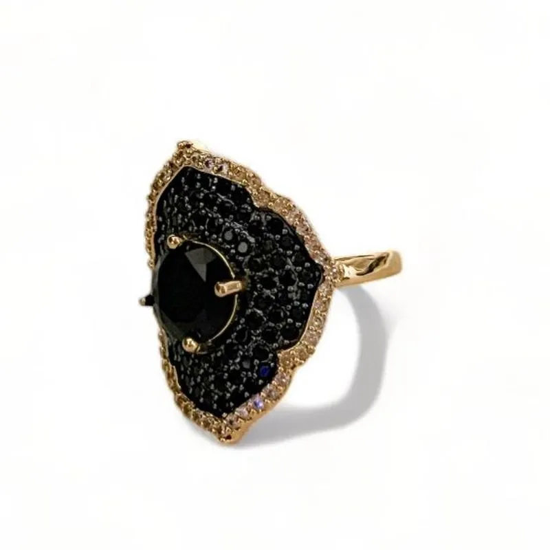 ANEL FLOR PEDRA ONIX ZIRCONIA COLOR 19