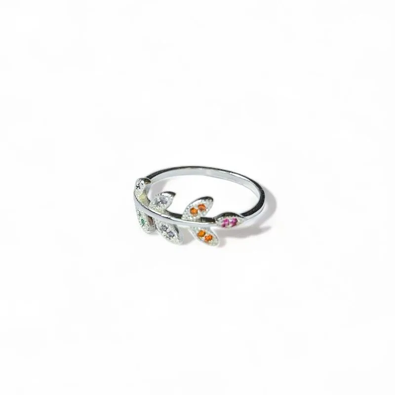 ANEL FOLHAS ZIRCONIA COLOR