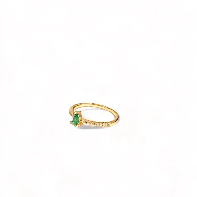 ANEL GOTA ESMERALDA ZIRCONIA CRISTAL
