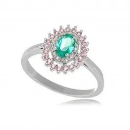 ANEL OVAL TURMALINA ZIRCONIA AMETISTA