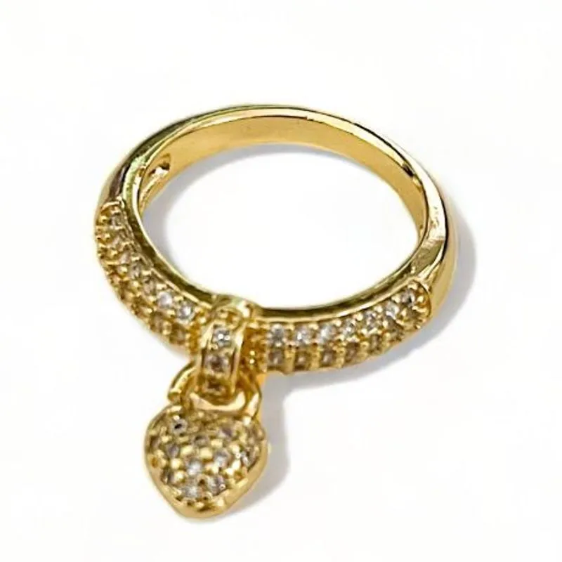 ANEL PINGENTE CORAÇÃO ZIRCONIA CRISTAL 16
