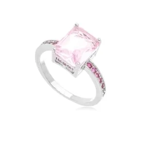 ANEL SOLITARIO ROSA QUARTZO ZIRCONIA ROSA
