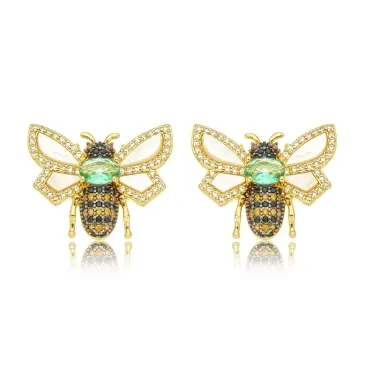 BRINCO ABELHA ZIRCONIA ESMERALDA