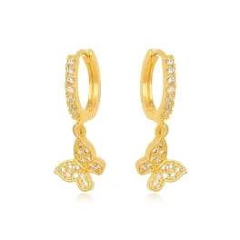 BRINCO ARGOLA BORBOLETA ZIRCONIA CRISTAL