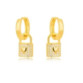 BRINCO ARGOLA CADEADO ZIRCONIA CRISTAL